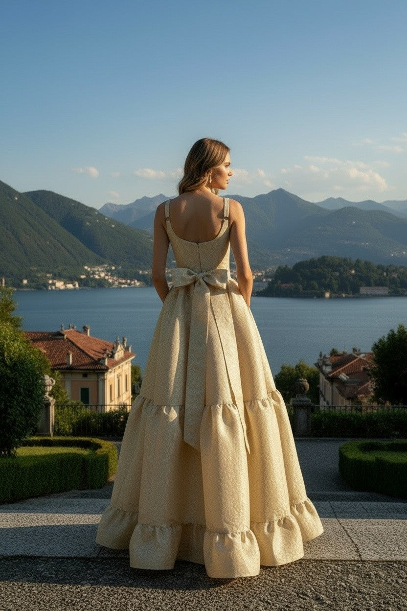 GABRIELLE GOWN GOLD JACQUARD