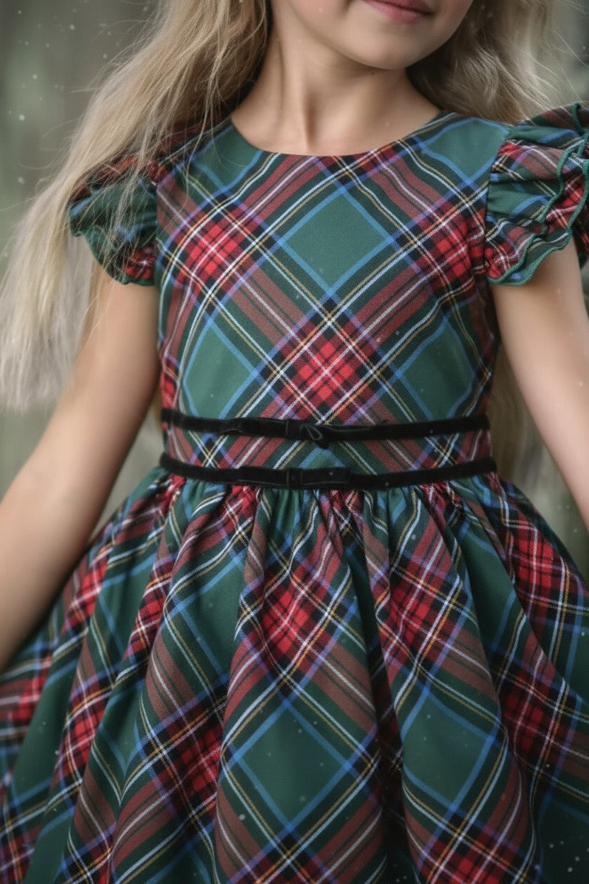 RORY DRESS EMERALD TARTAN