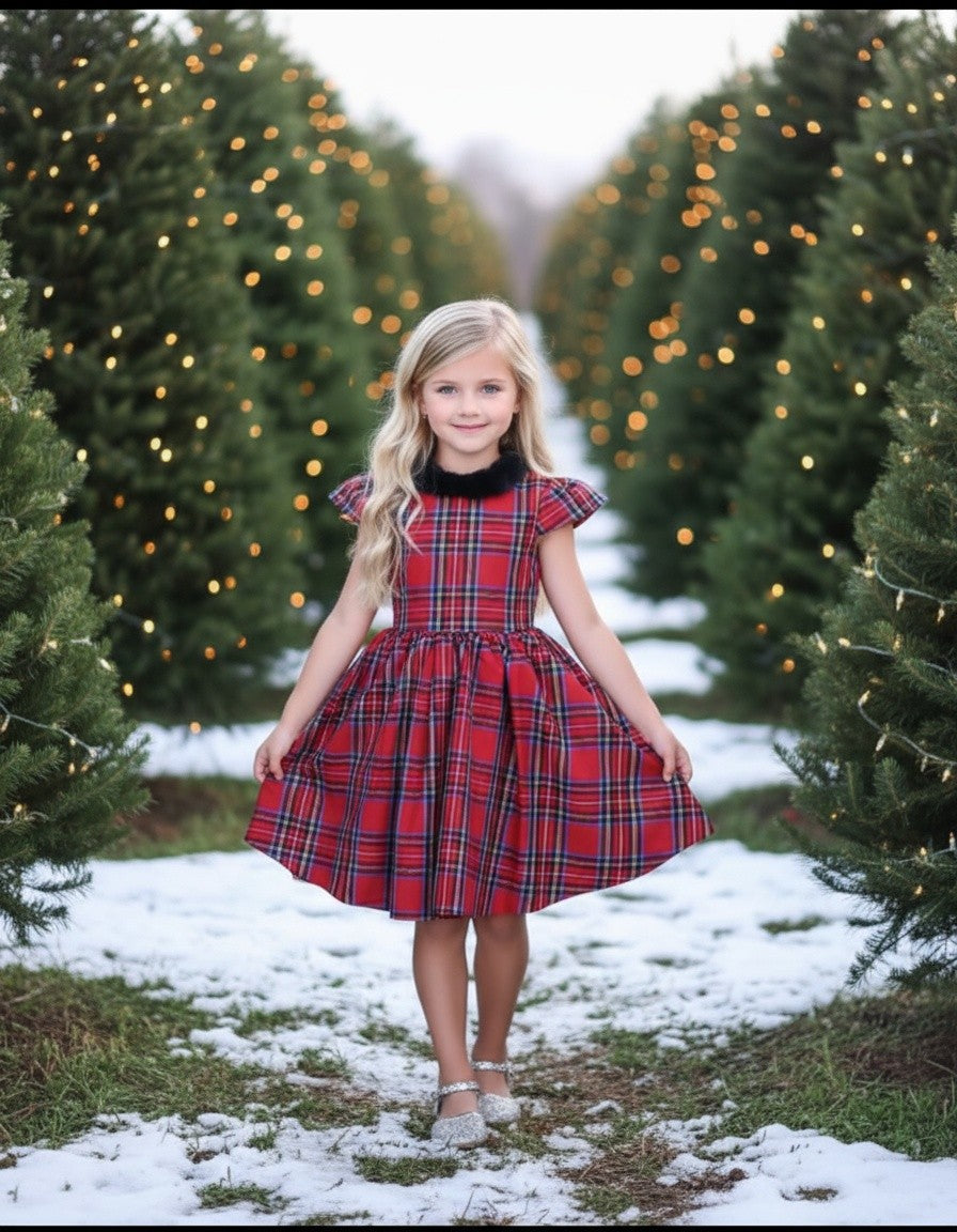 EVANGELINE DRESS ROYAL STEWART TARTAN