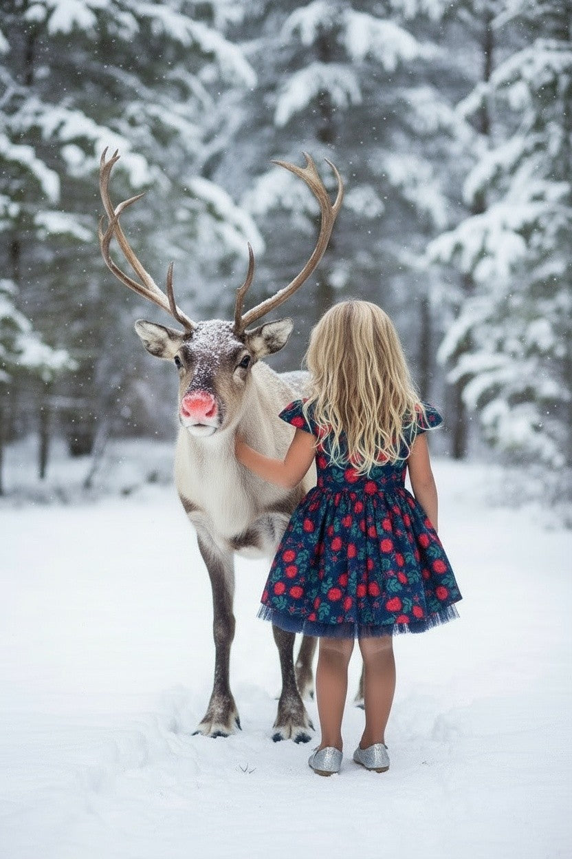 EVANGELINE DRESS NAVY ROSE FLORAL