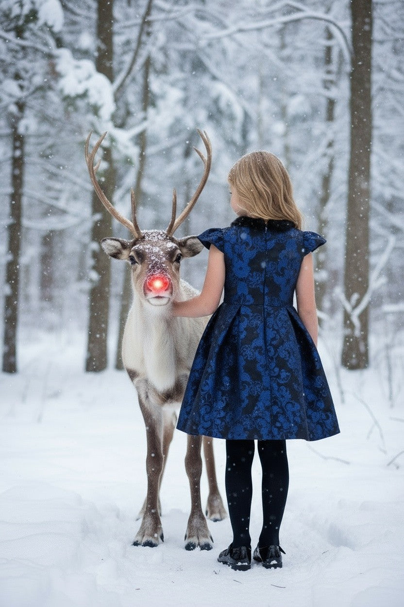 EVANGELINE DRESS NAVY JACQUARD