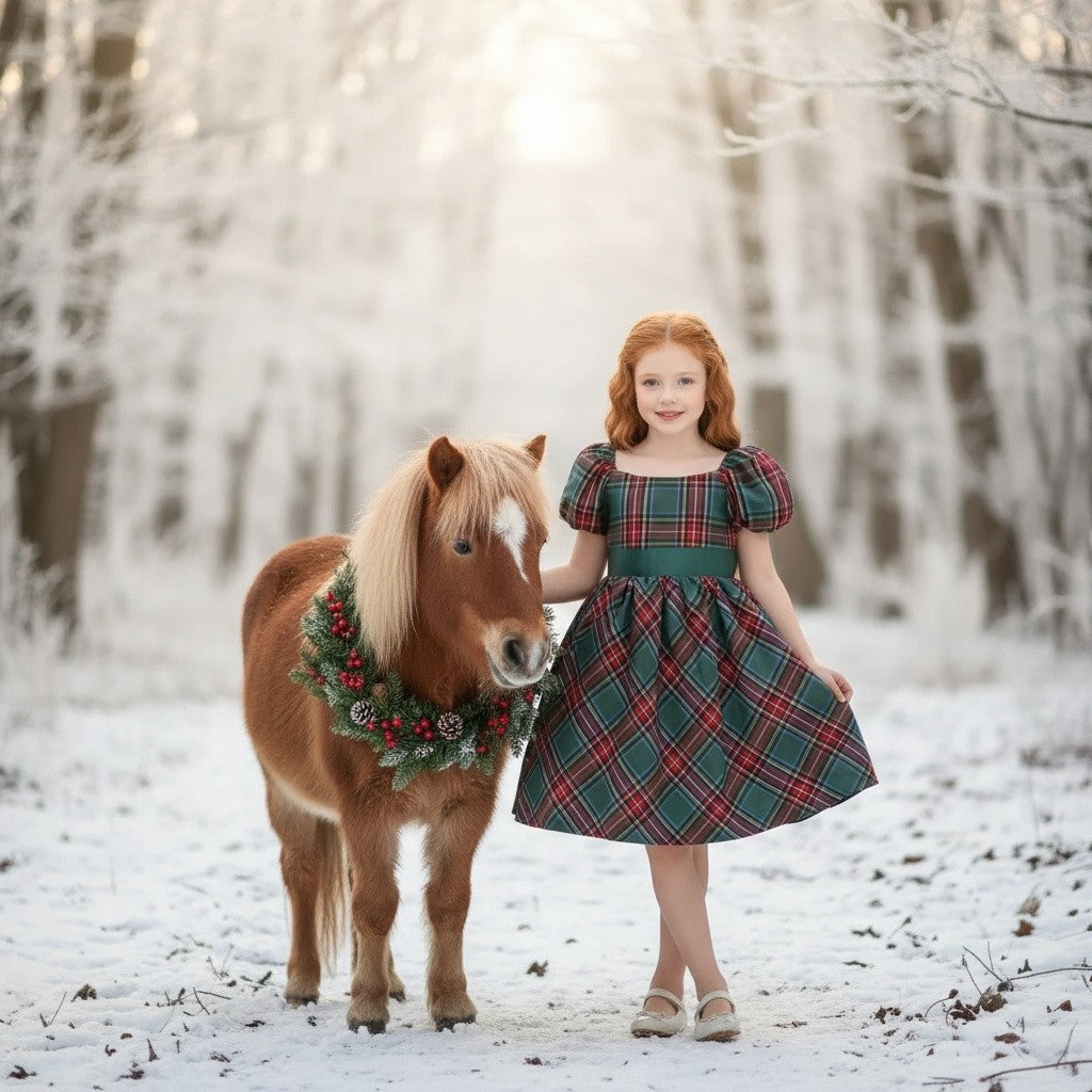 ARIELLE DRESS EMERALD TARTAN