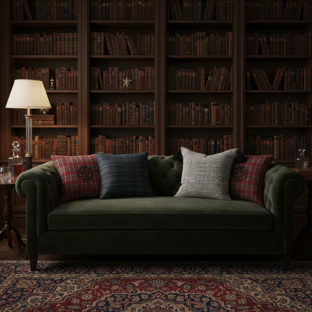 GLEN PLAID TASSEL PILLOW CASE