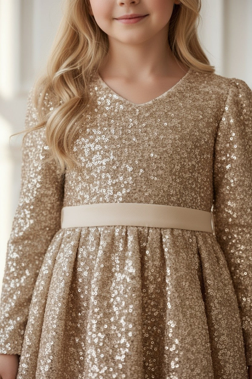 EMMA SEQUIN DRESS GOLD