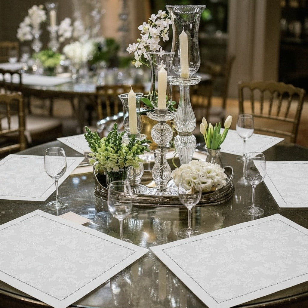MILANO WHITE JACQUARD PLACEMATS SET OF 4