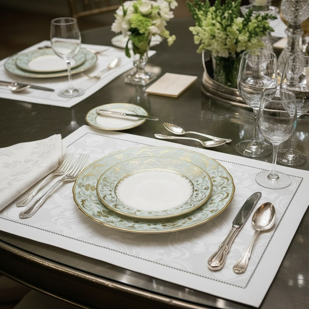 MILANO WHITE JACQUARD PLACEMATS SET OF 4