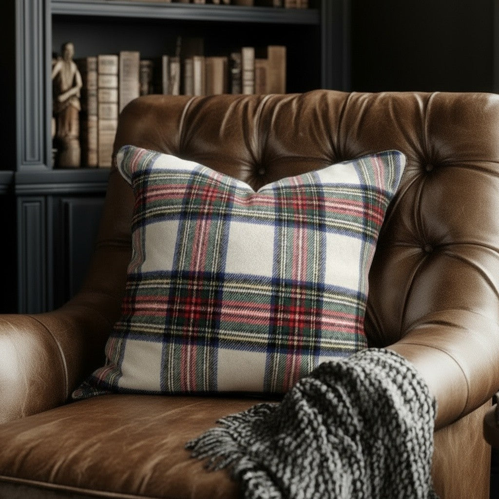 MONTROSE TARTAN PILLOW WHITE