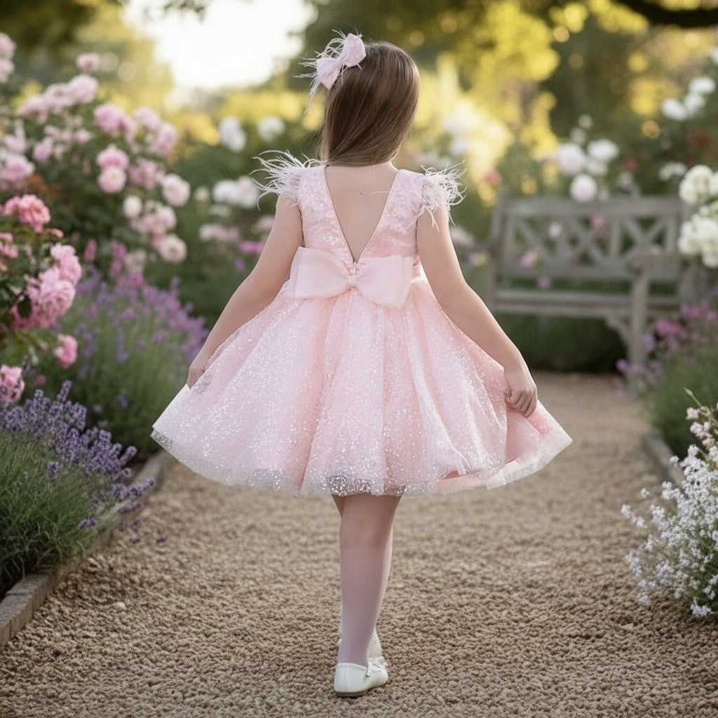 ELIANA DRESS & BOW SET BLUSH PINK