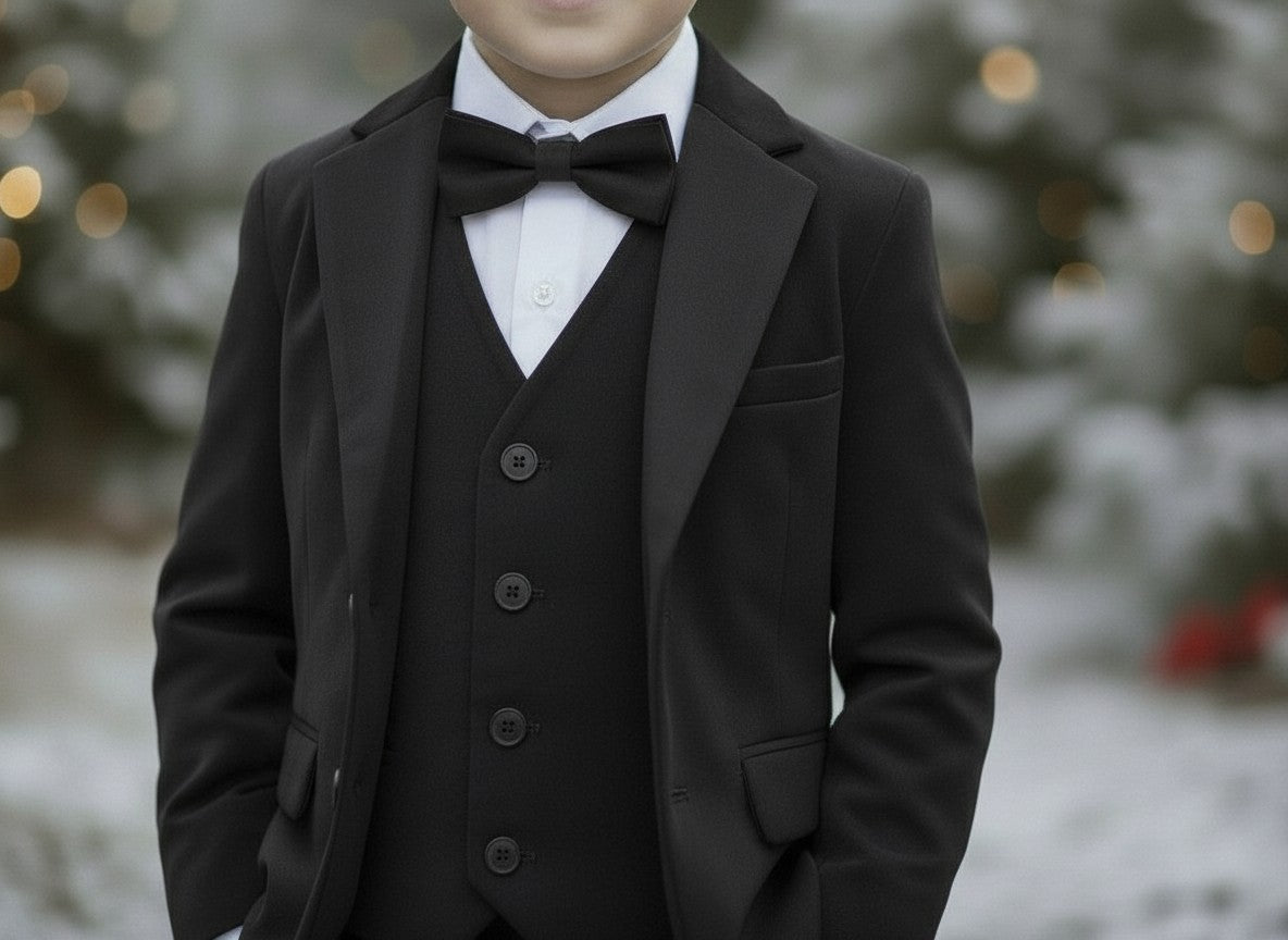 BOYS SAVILLE ROW BLACK TUXEDO 3PC. SET