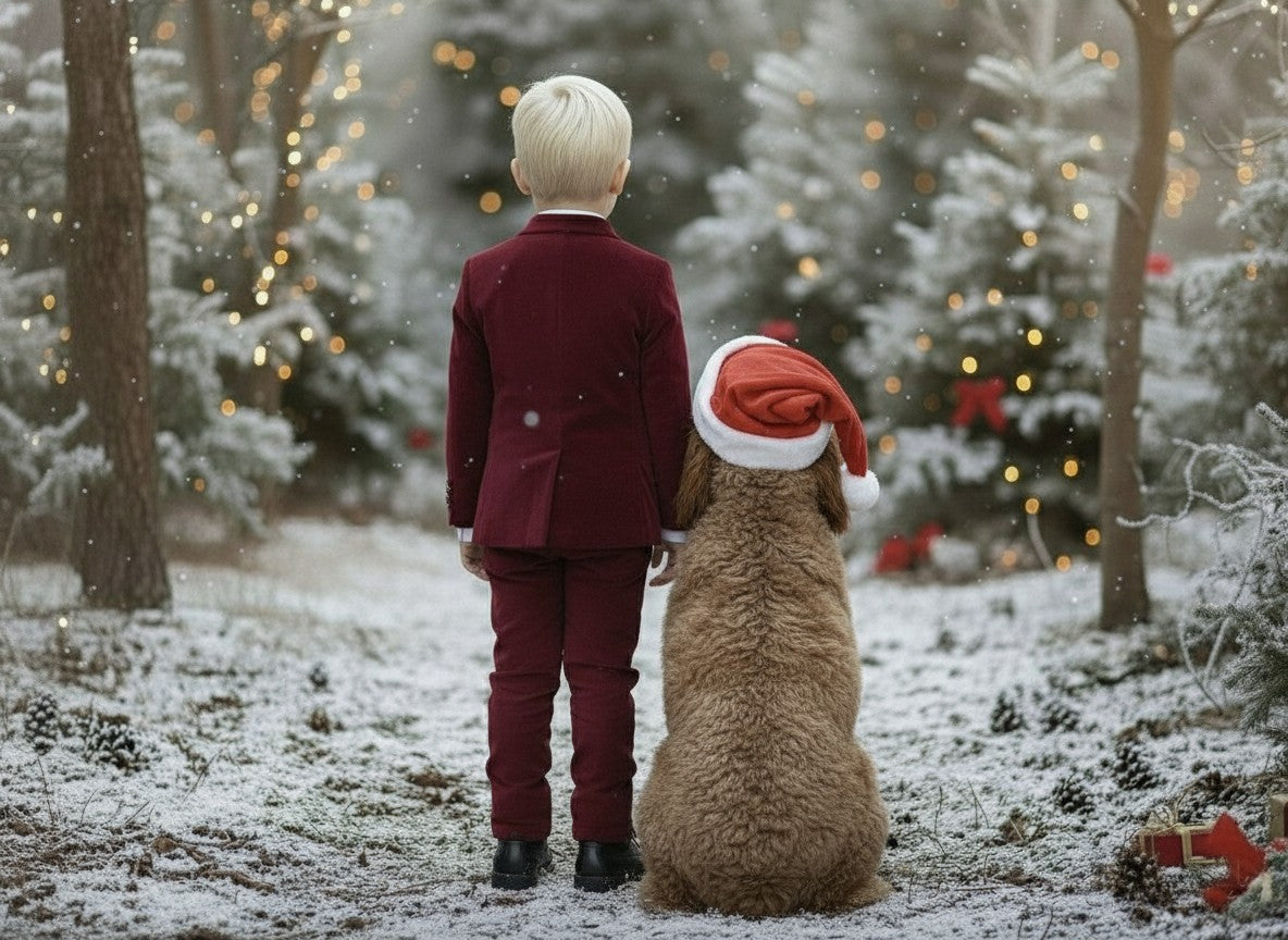 BOYS BARCLAY SUIT BURGUNDY VELVET 3PC SET