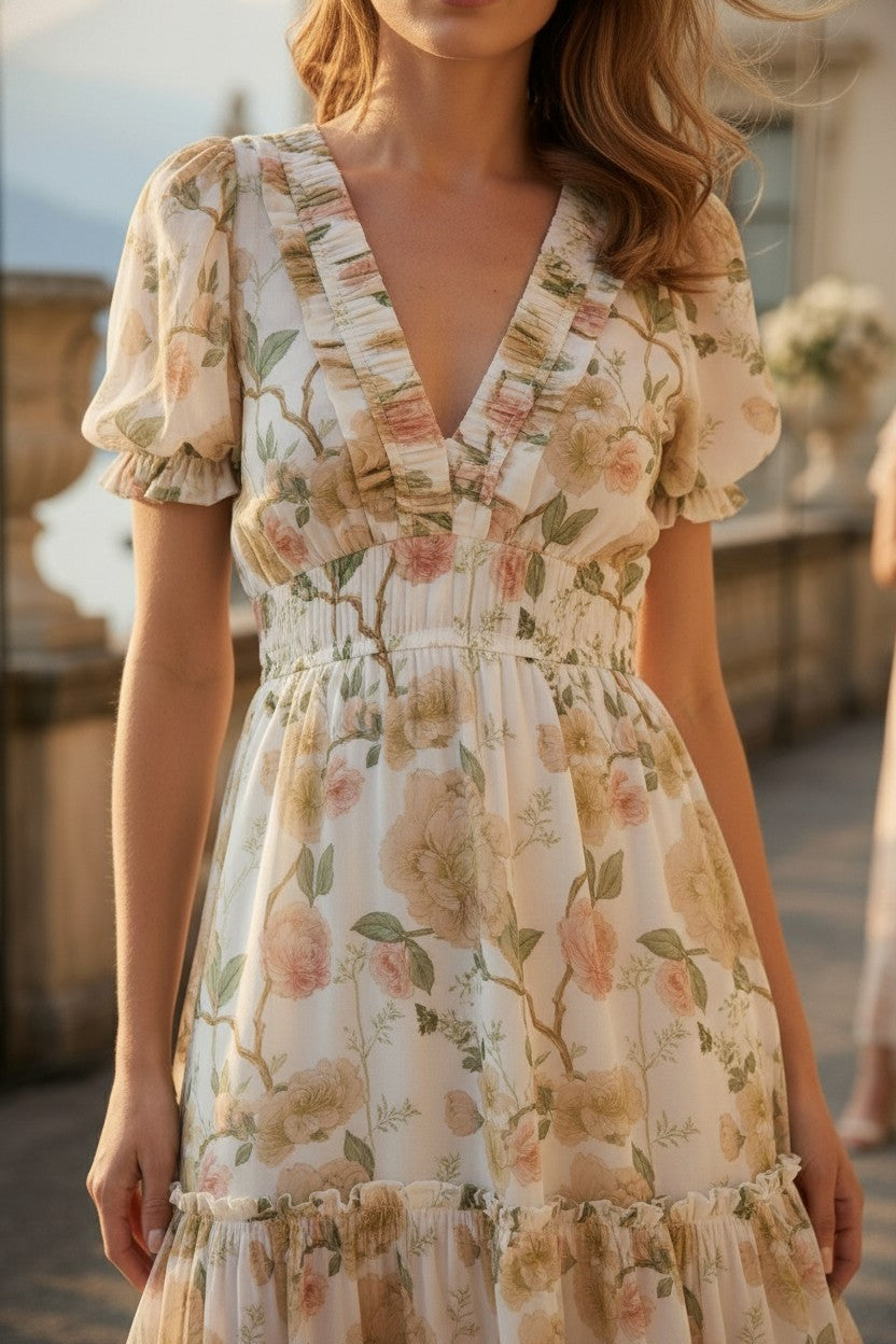 CAPUCINE DRESS IVORY FLORAL