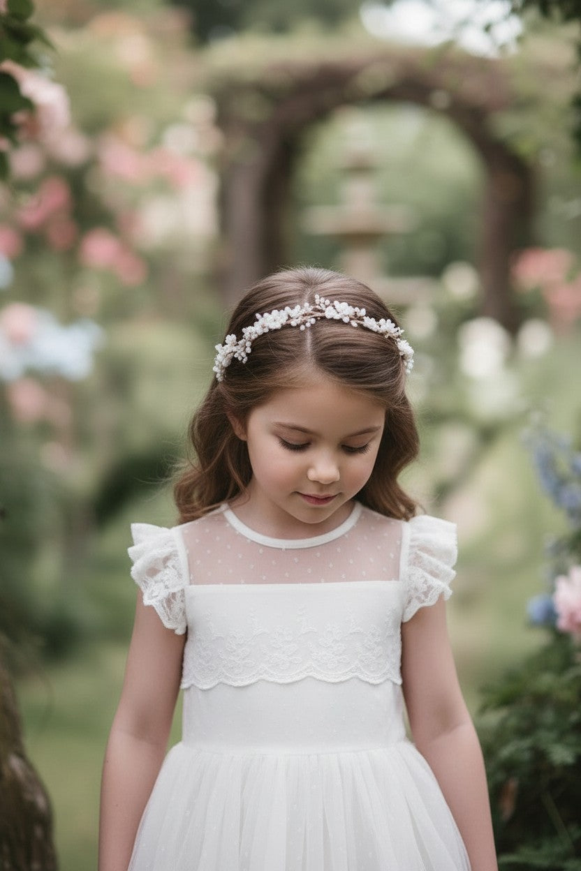 OLIVIA DRESS ANTIQUE WHITE