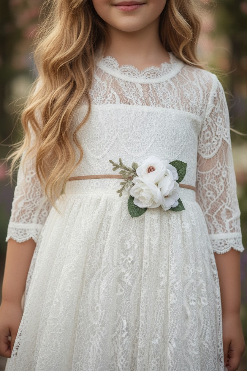 BELLA RAFAELA GOWN & BELT SET WHITE