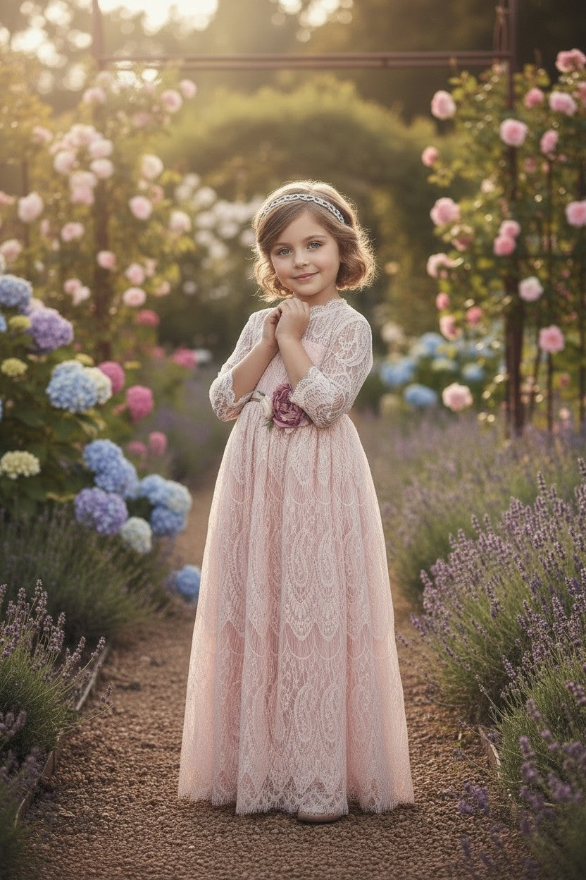 BELLA RAFAELA GOWN & BELT SET PINK