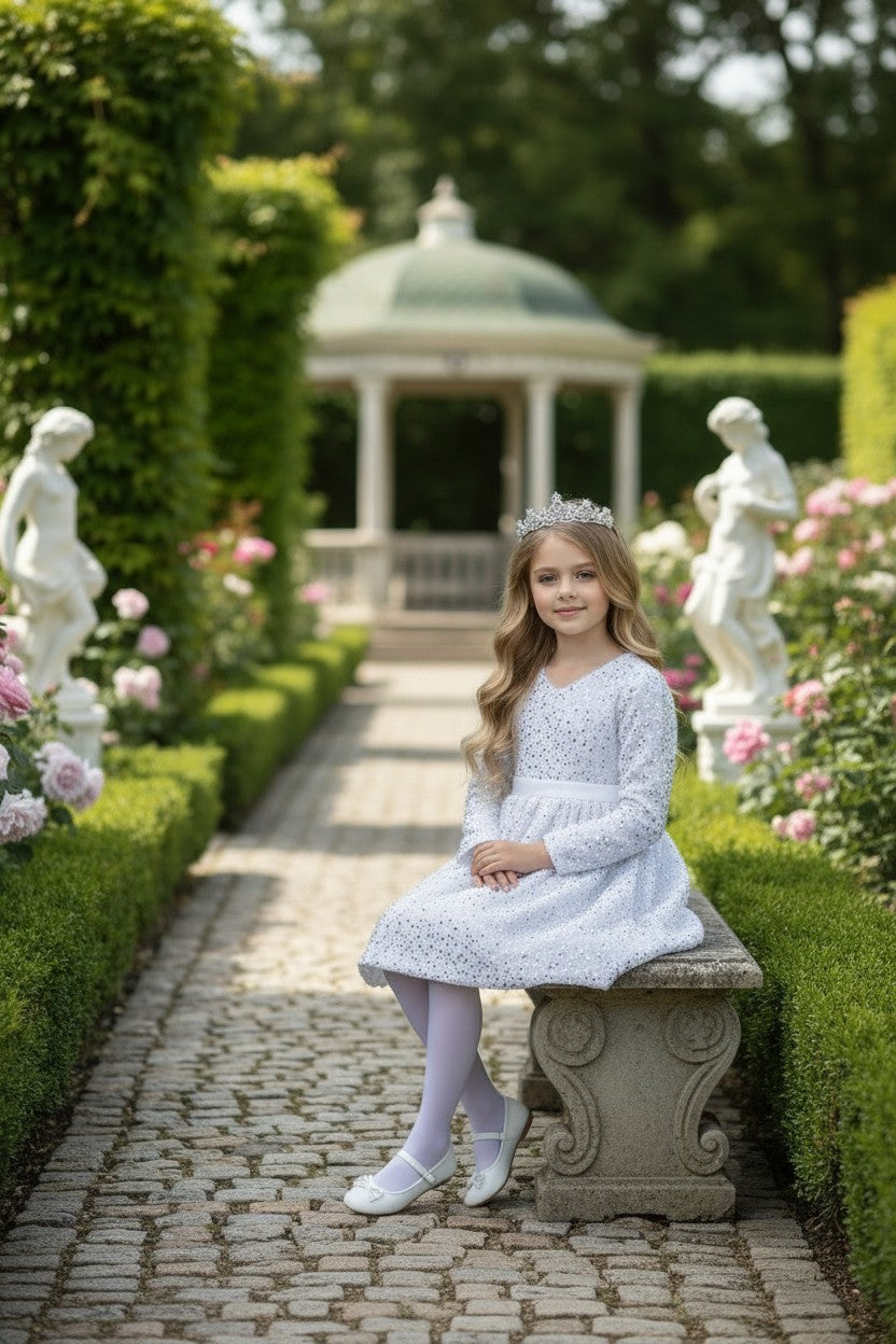 EMMA SEQUIN DRESS WHITE