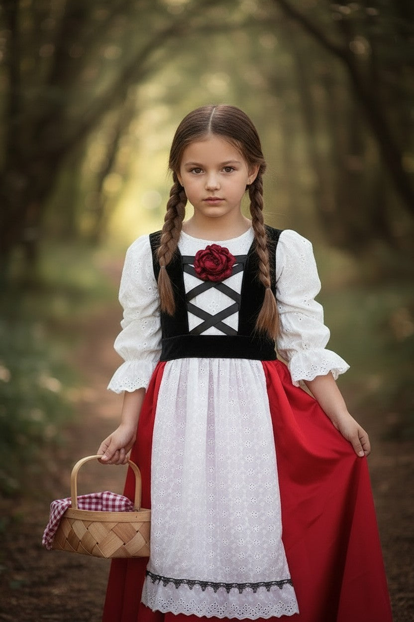 LUXE RED RIDING HOOD DRESS & CAPE SET