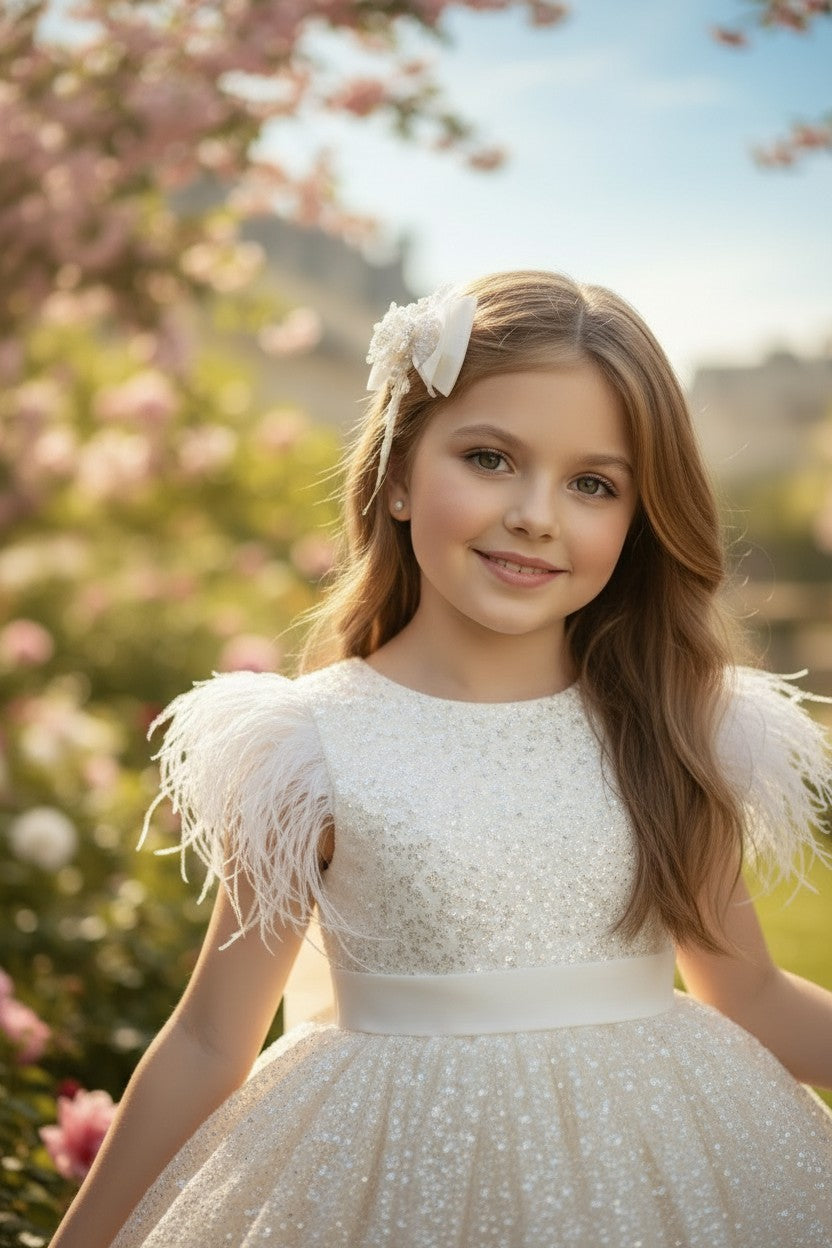 ELIANA DRESS & HAIR BOW SET WHITE