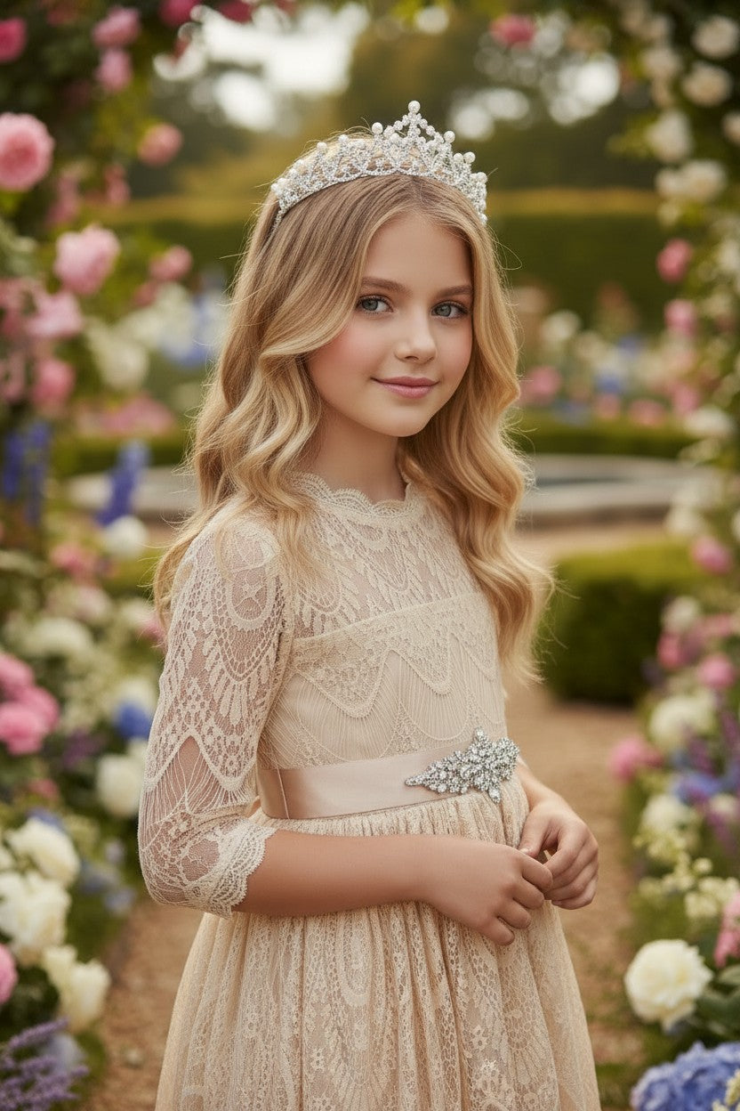 BELLA RAFAELA DRESS & BELT SET-BUTTERSCOTCH