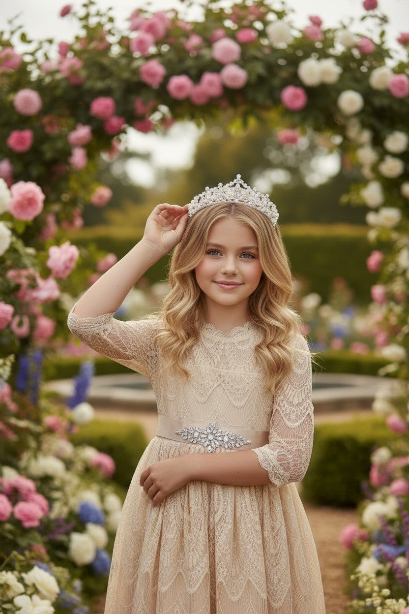 BELLA RAFAELA DRESS & BELT SET-BUTTERSCOTCH