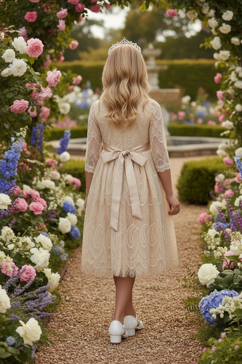 BELLA RAFAELA DRESS & BELT SET-BUTTERSCOTCH