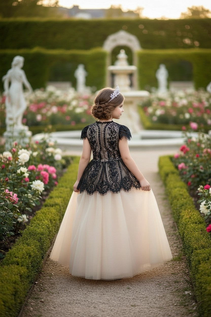 GWENDOLYN GOWN BLACK/NATURAL