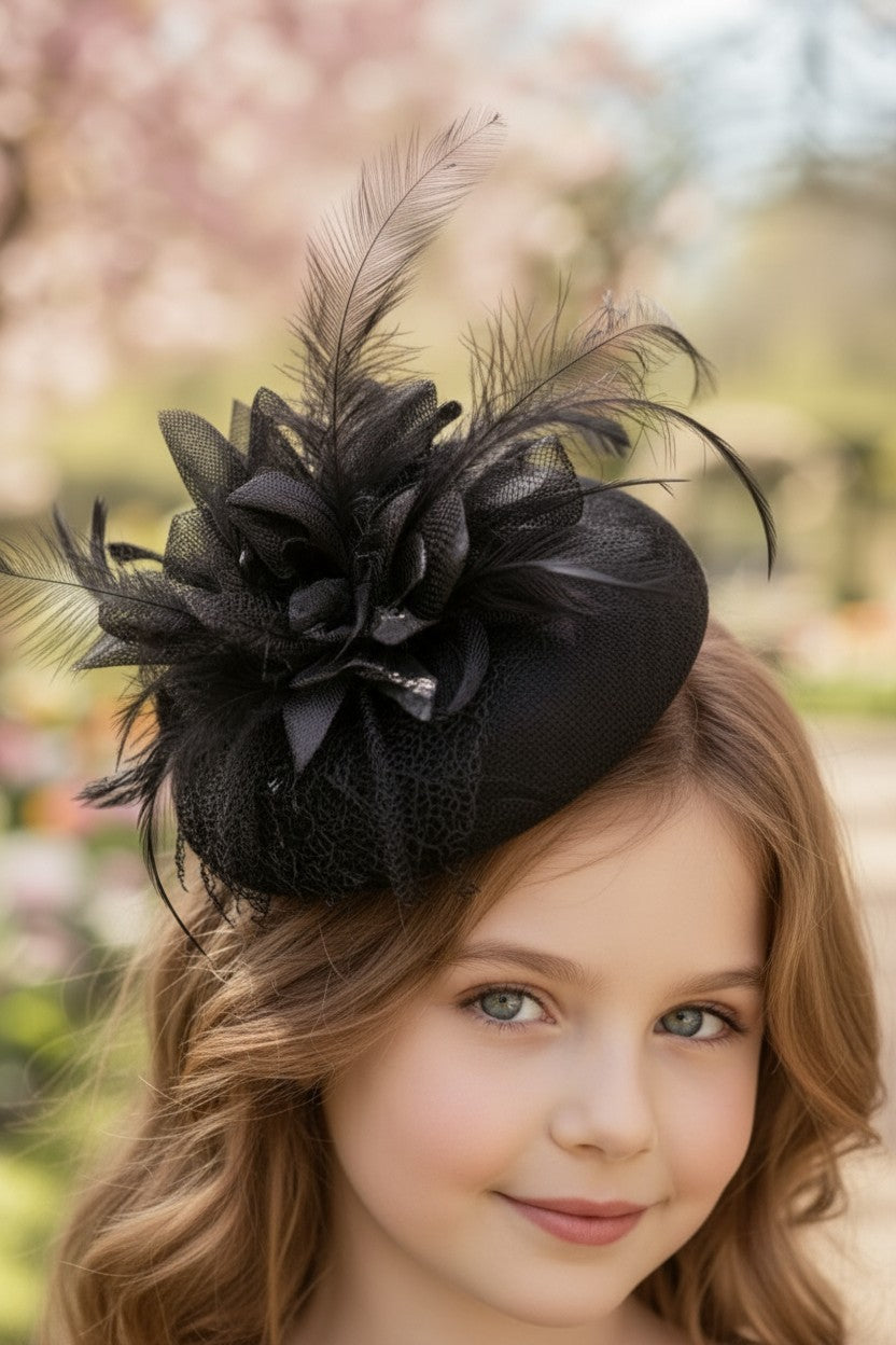 BLACK PILLBOX HAT