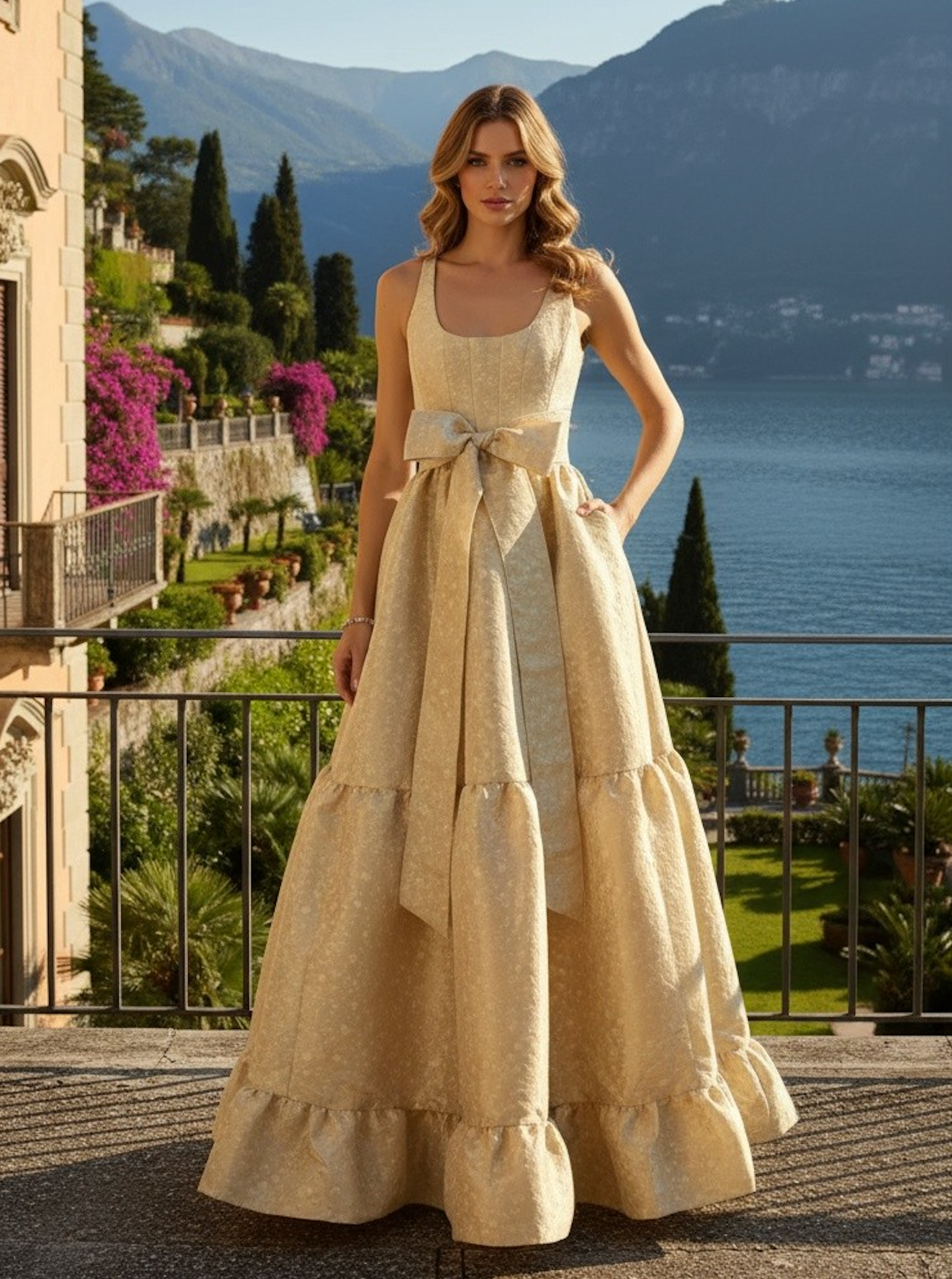 GABRIELLE GOWN GOLD JACQUARD