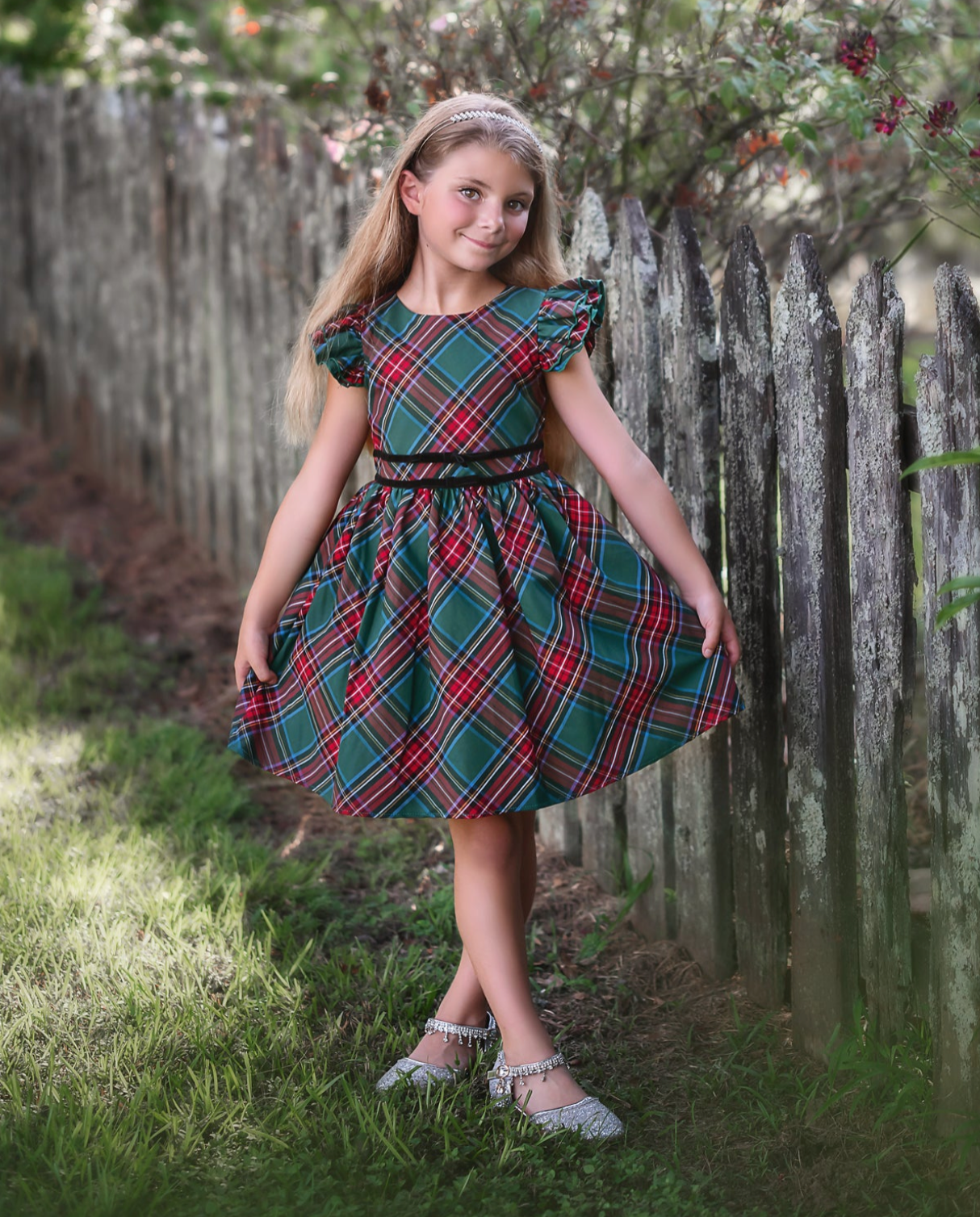 RORY DRESS EMERALD TARTAN