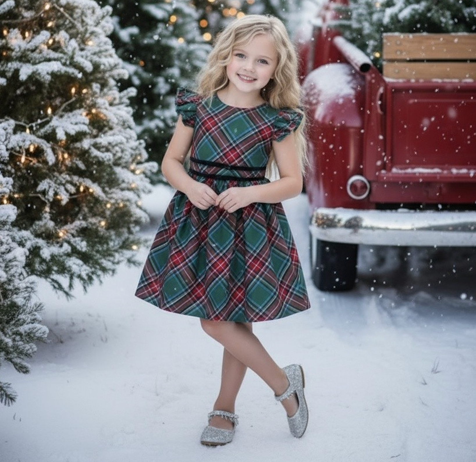 RORY DRESS EMERALD TARTAN