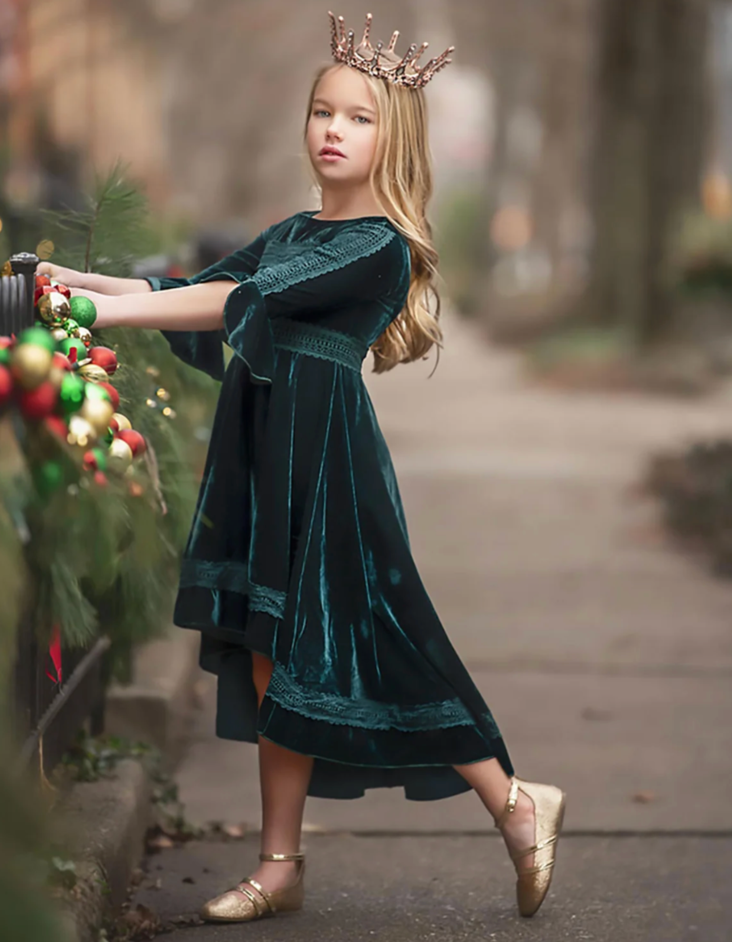 LILY DRESS EMERALD VELVET