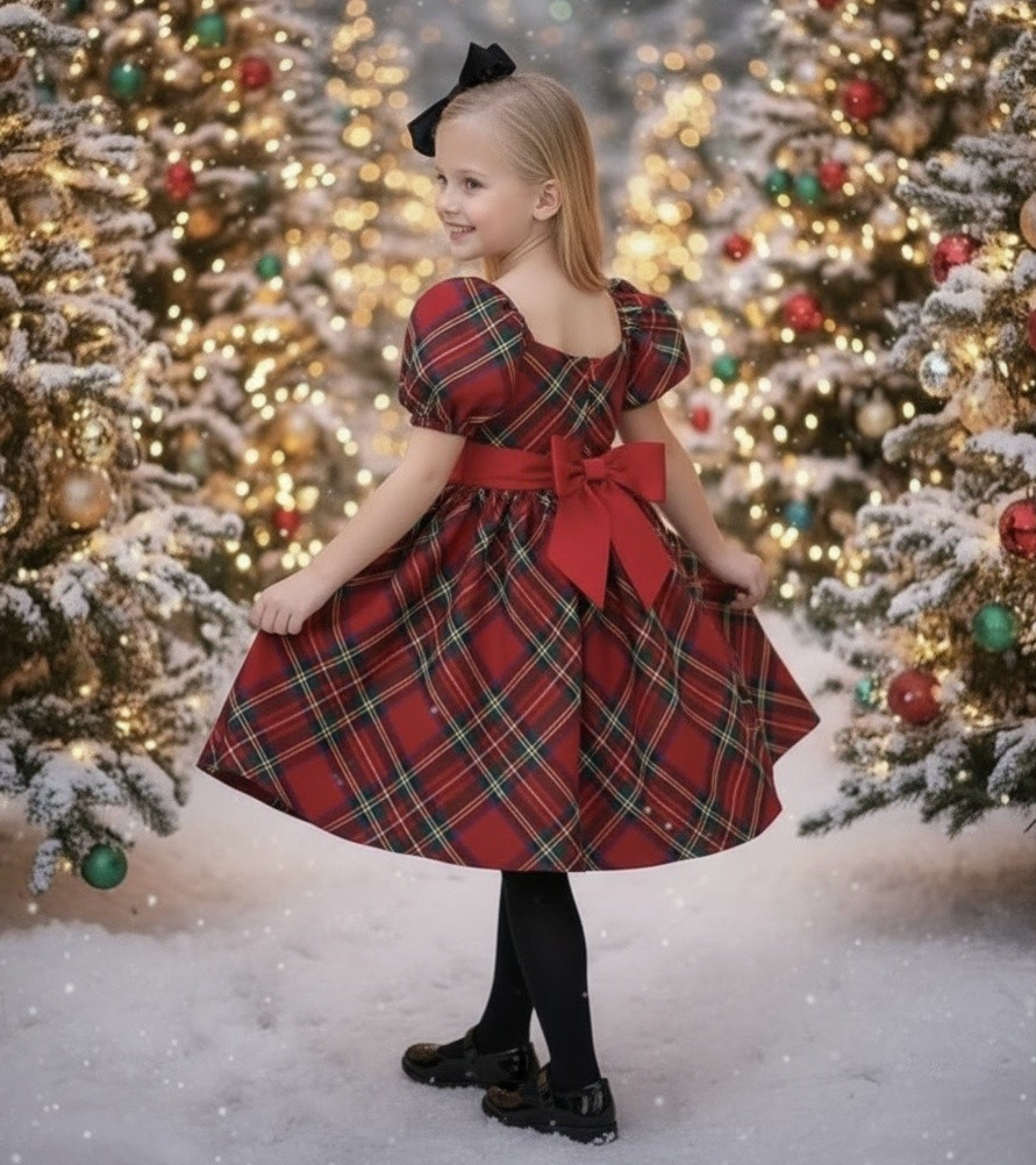 ARIELLE DRESS STEWART TARTAN