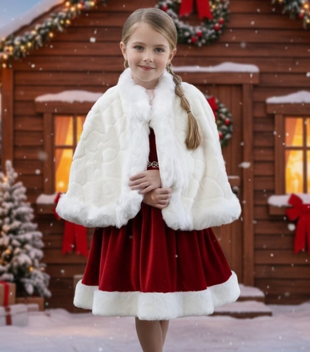 CATHERINE FAUX FUR CAPE WHITE