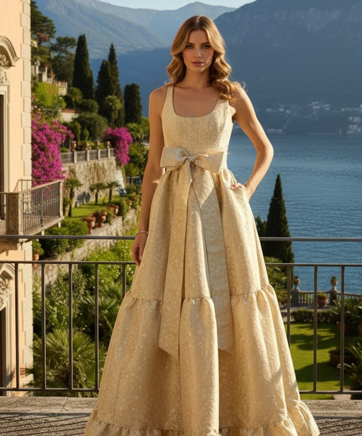 GABRIELLE GOWN GOLD JACQUARD