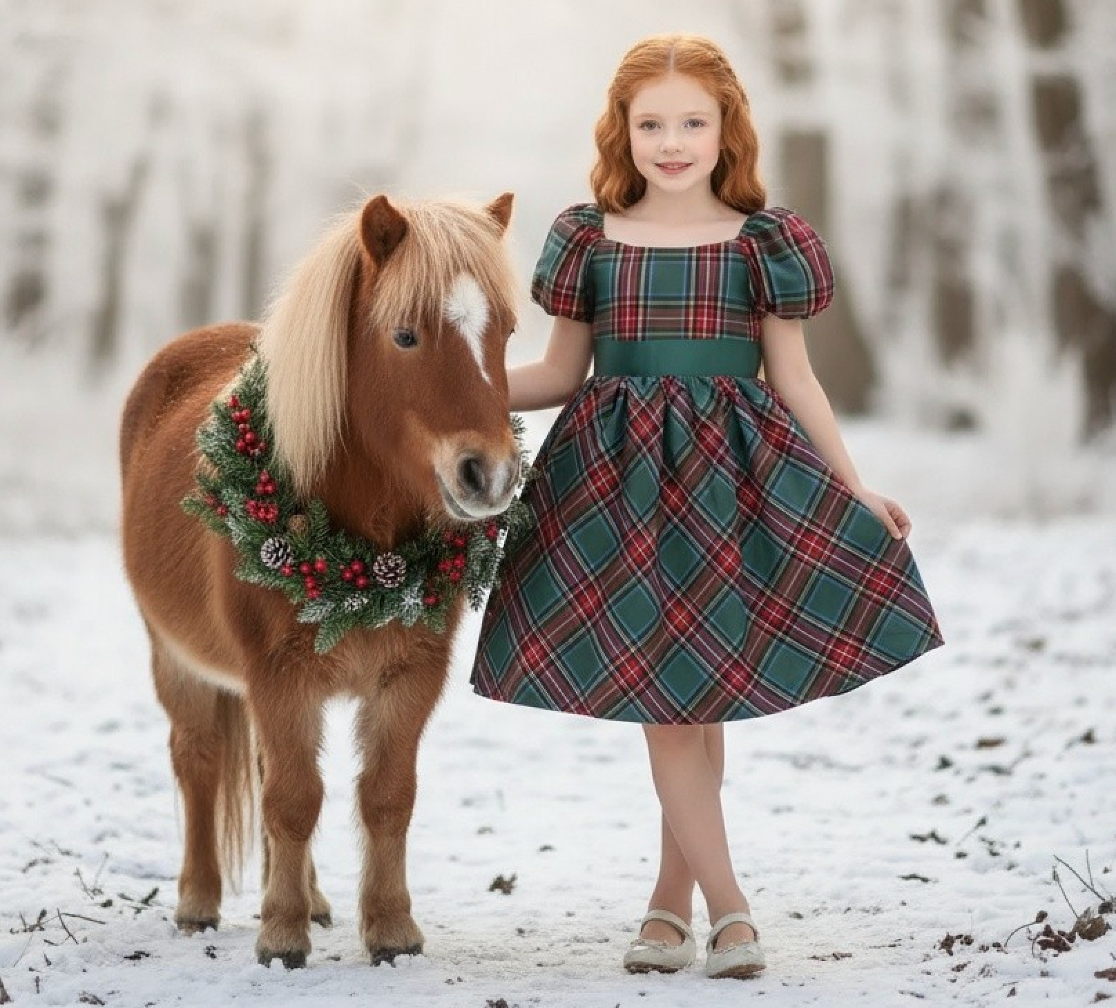 ARIELLE DRESS EMERALD TARTAN