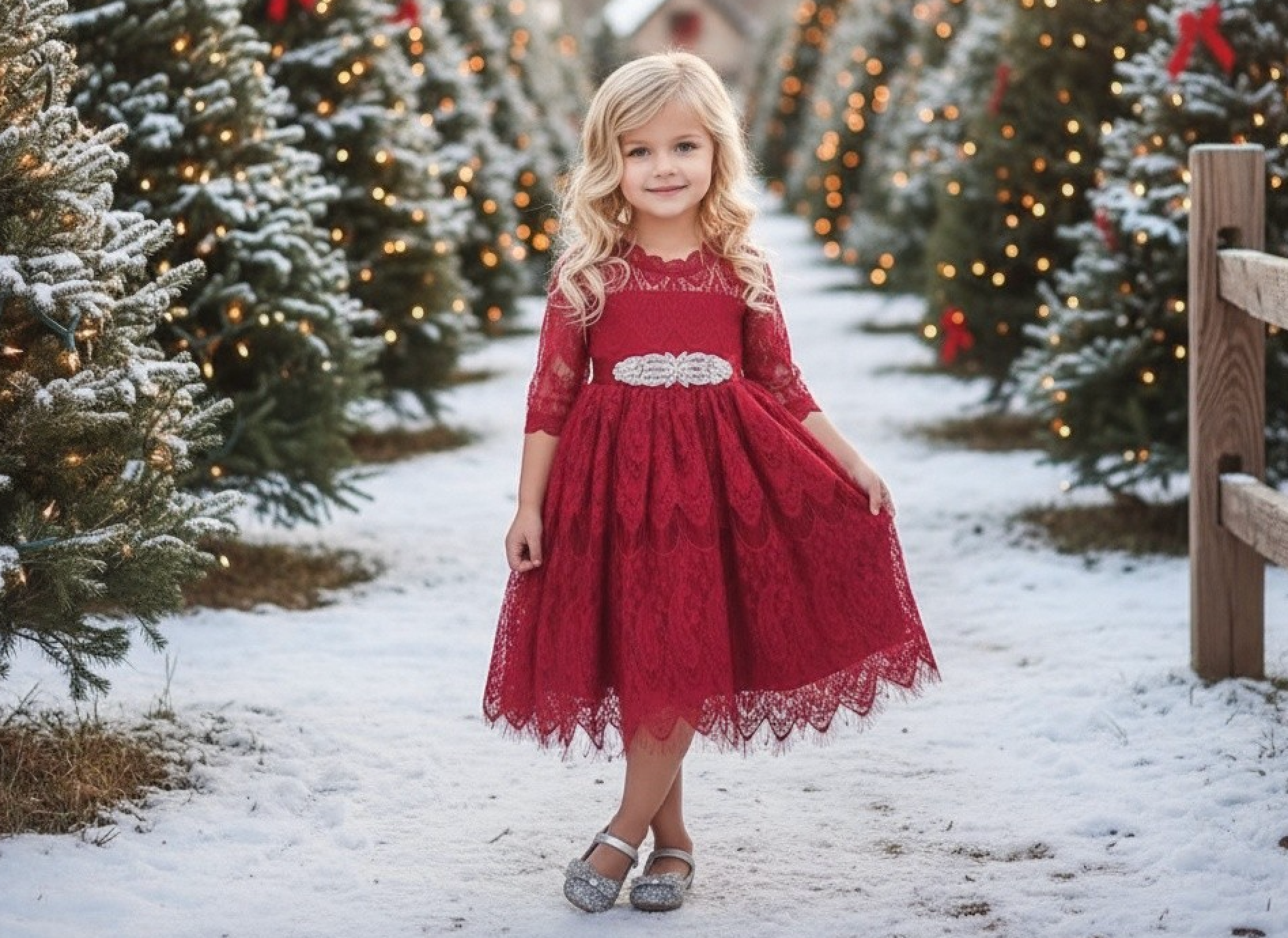 BELLA RAFAELA DRESS & BELT SET-CRIMSON