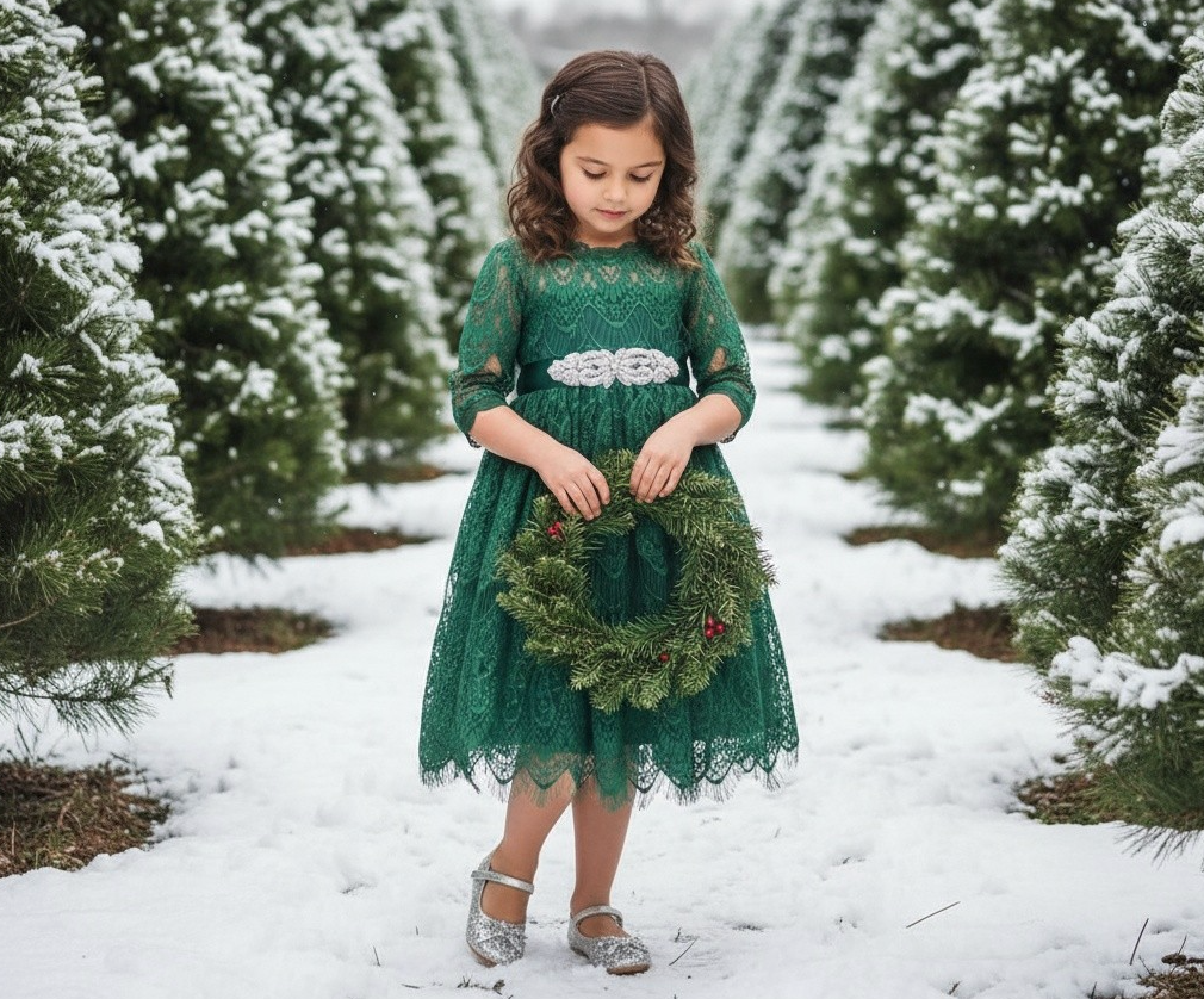 BELLA RAFAELA DRESS & BELT SET-EMERALD