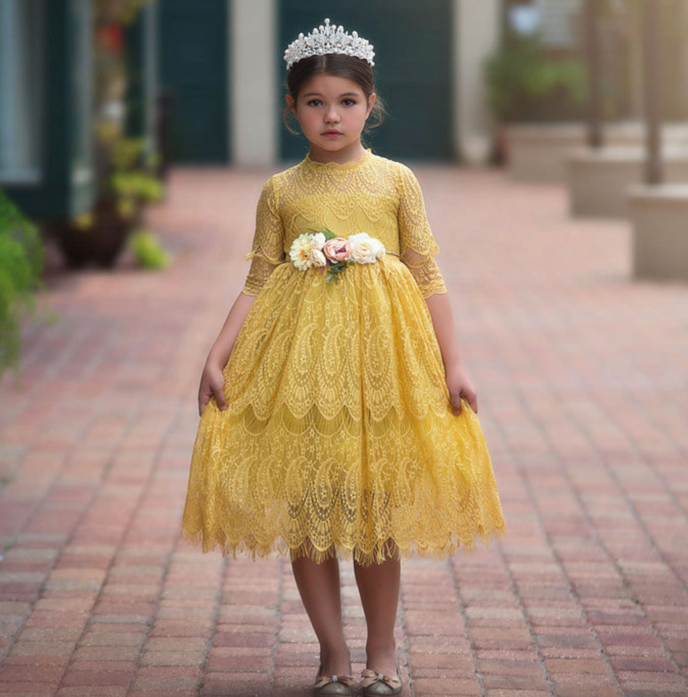 BELLA RAFAELA DRESS & BELT SET SUNFLOWER