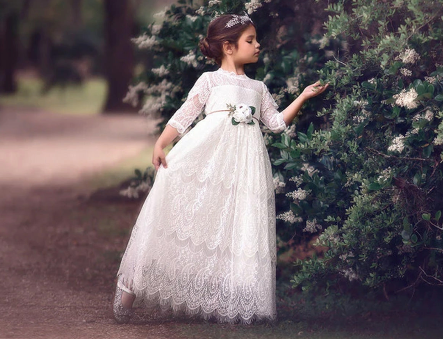 BELLA RAFAELA GOWN & BELT SET WHITE