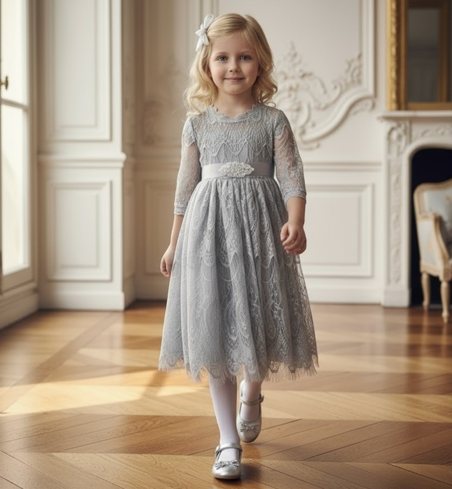 BELLA RAFAELA DRESS & BELT SET SILVER