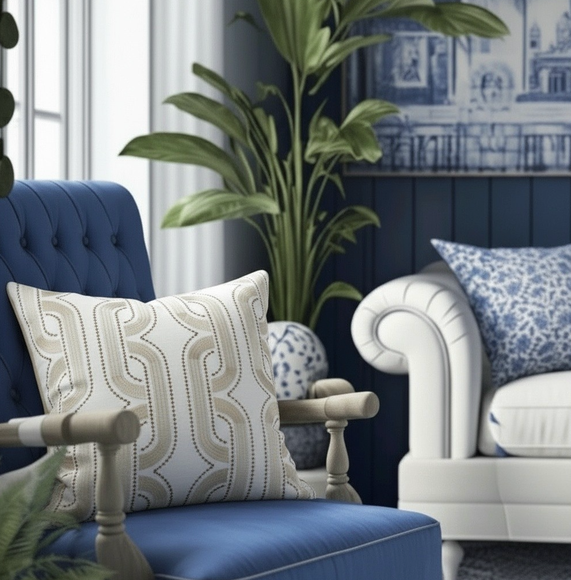 VERSAILLES EMBROIDERED PILLOW WHITE/SILVER GEOMETRIC