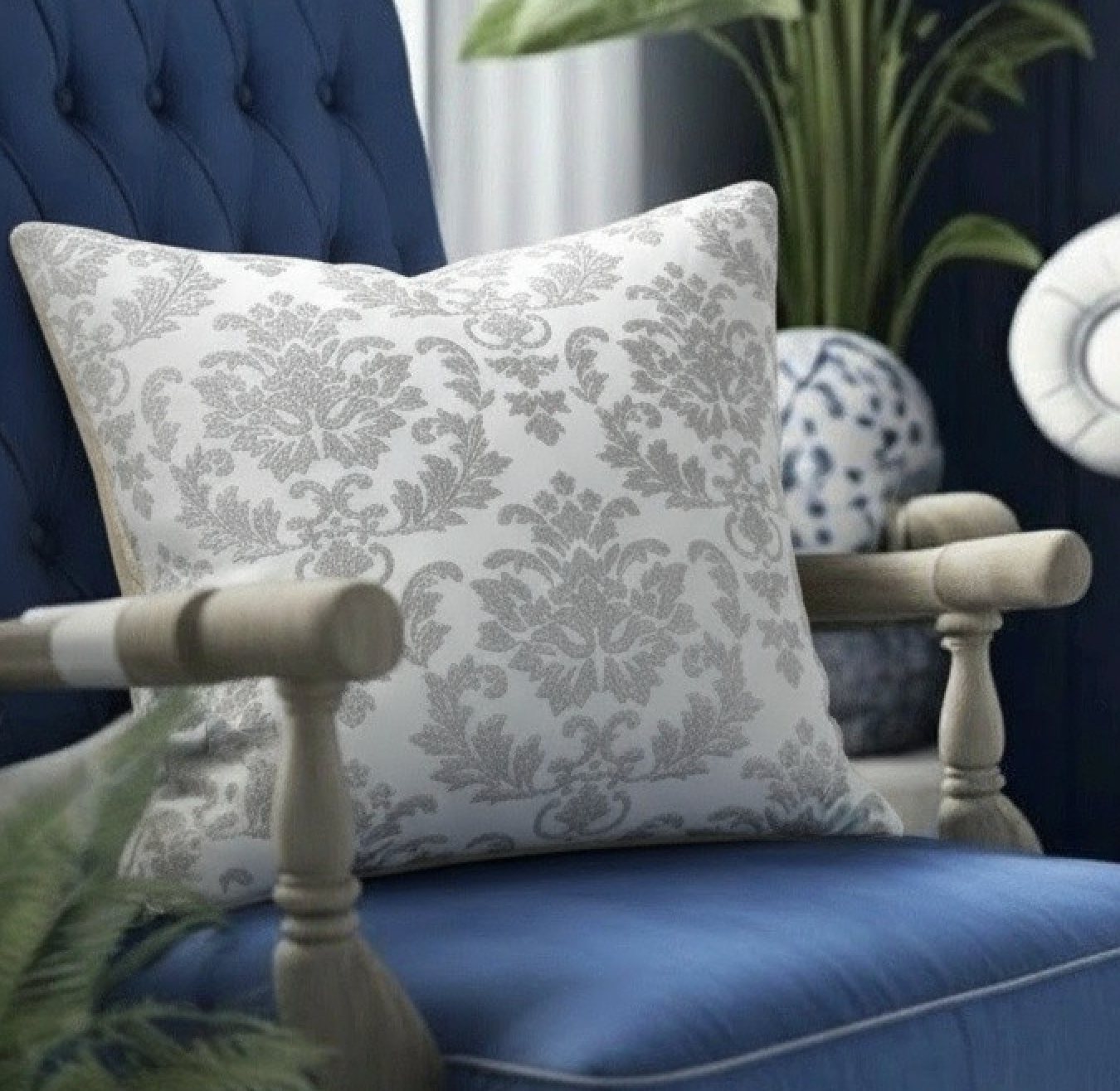 VERSAILLES PILLOW IVORY DAMASK EMBROIDERY