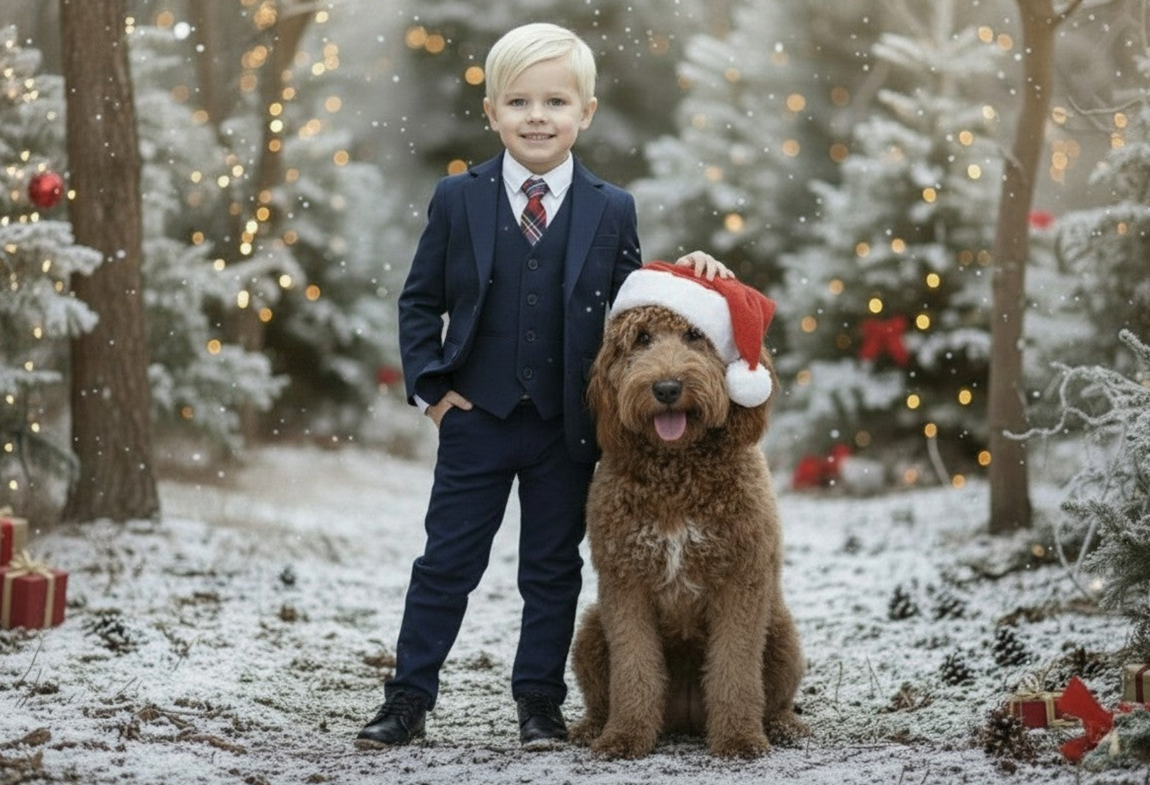 BOYS NAVY BLUE BROOKS SUIT 3PC. SET