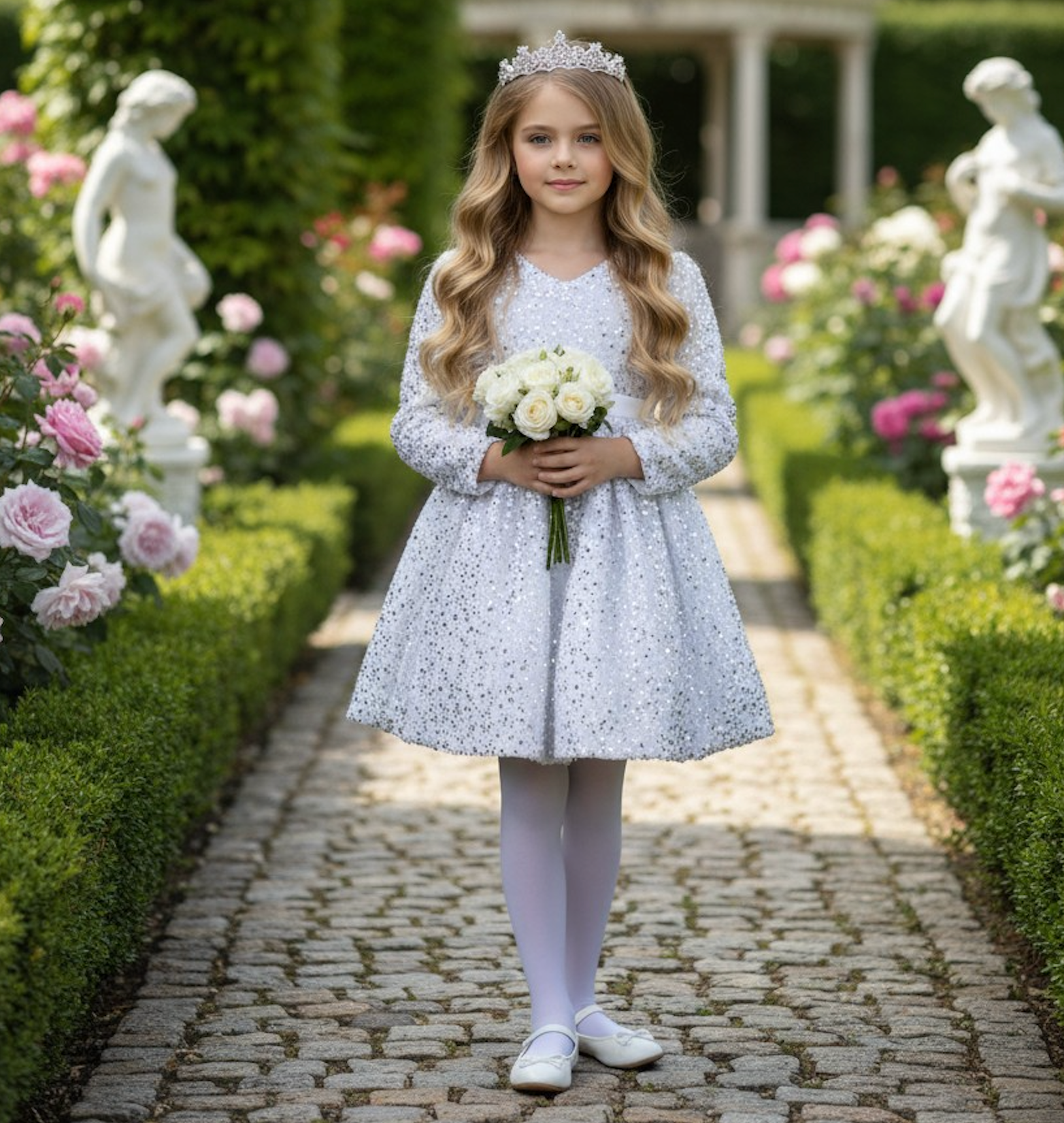 EMMA SEQUIN DRESS WHITE