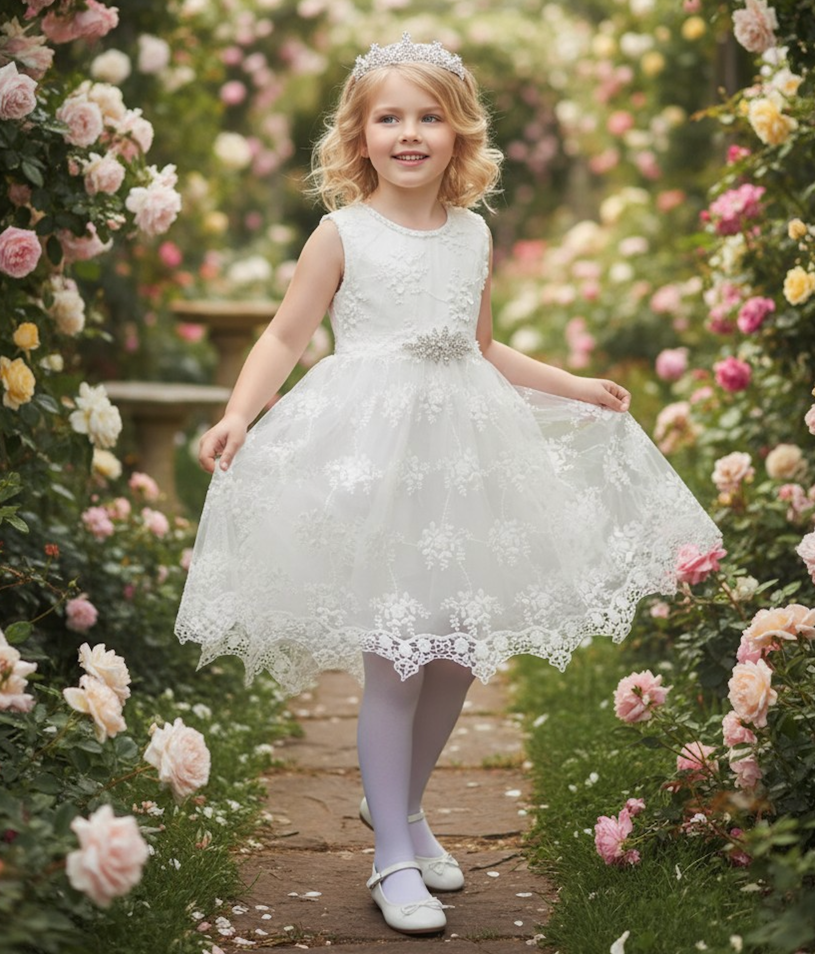 BELLA BRIANNA DRESS & BELT SET WHITE