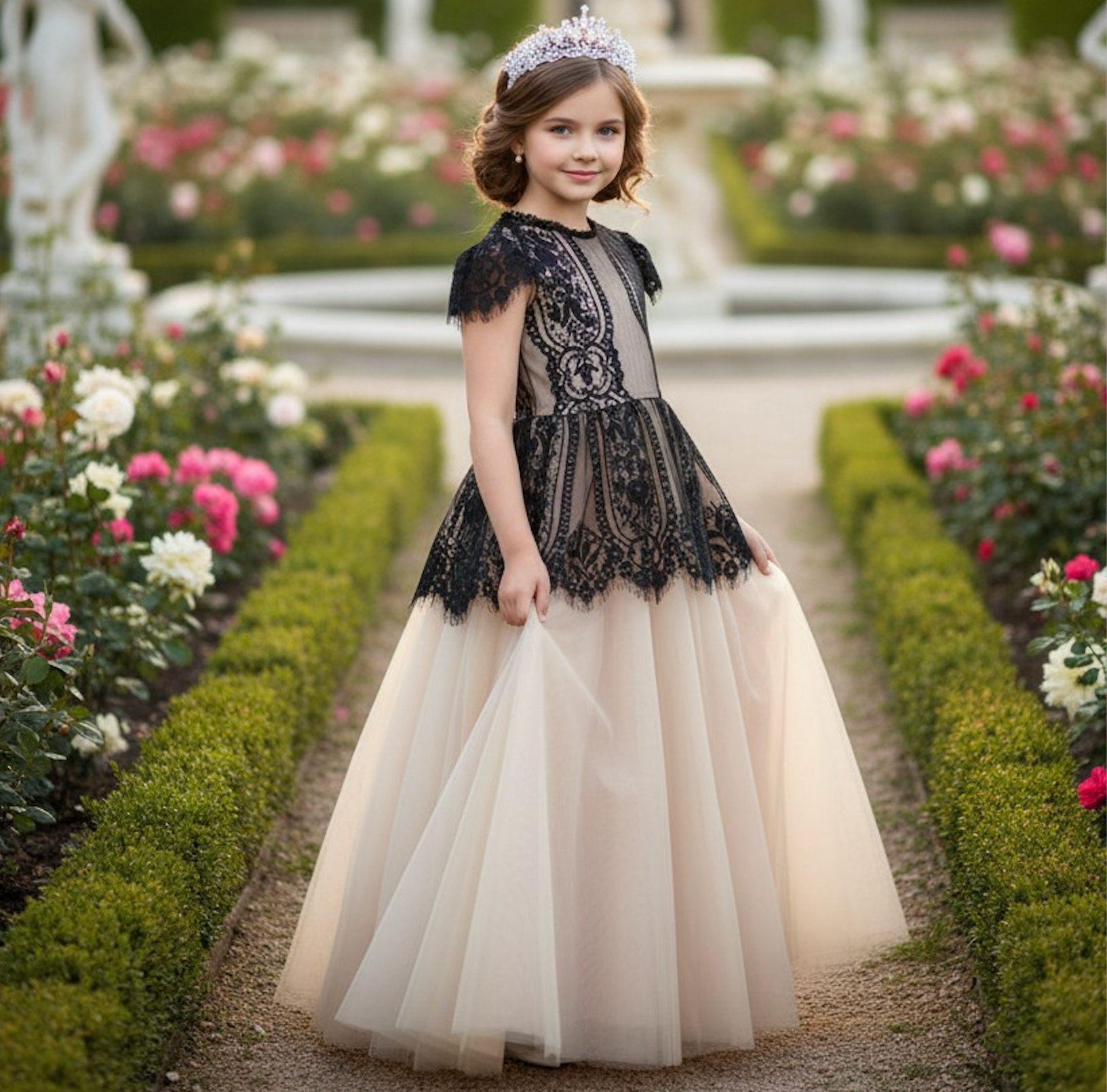 GWENDOLYN GOWN BLACK/NATURAL