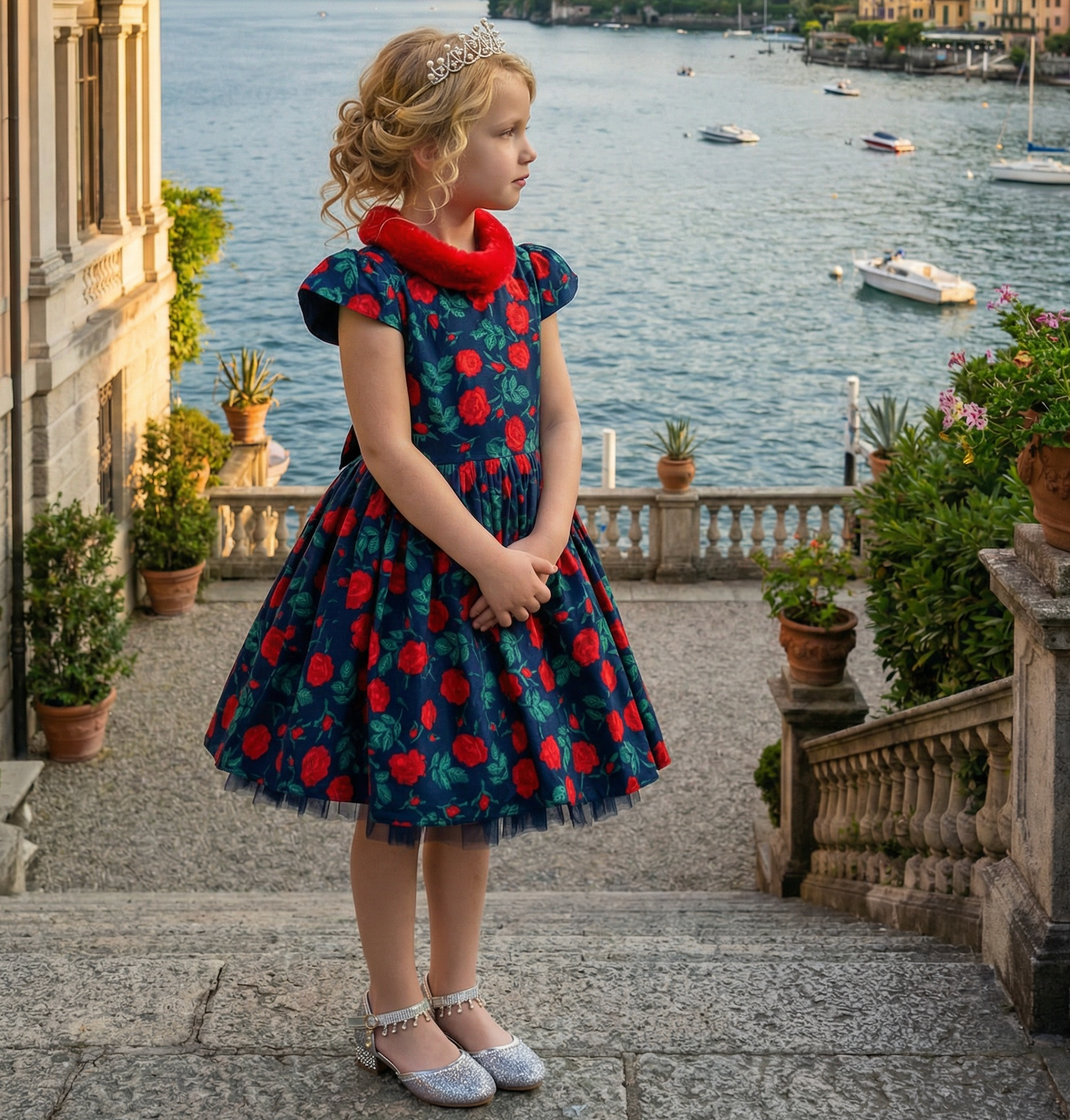 EVANGELINE DRESS NAVY ROSE FLORAL