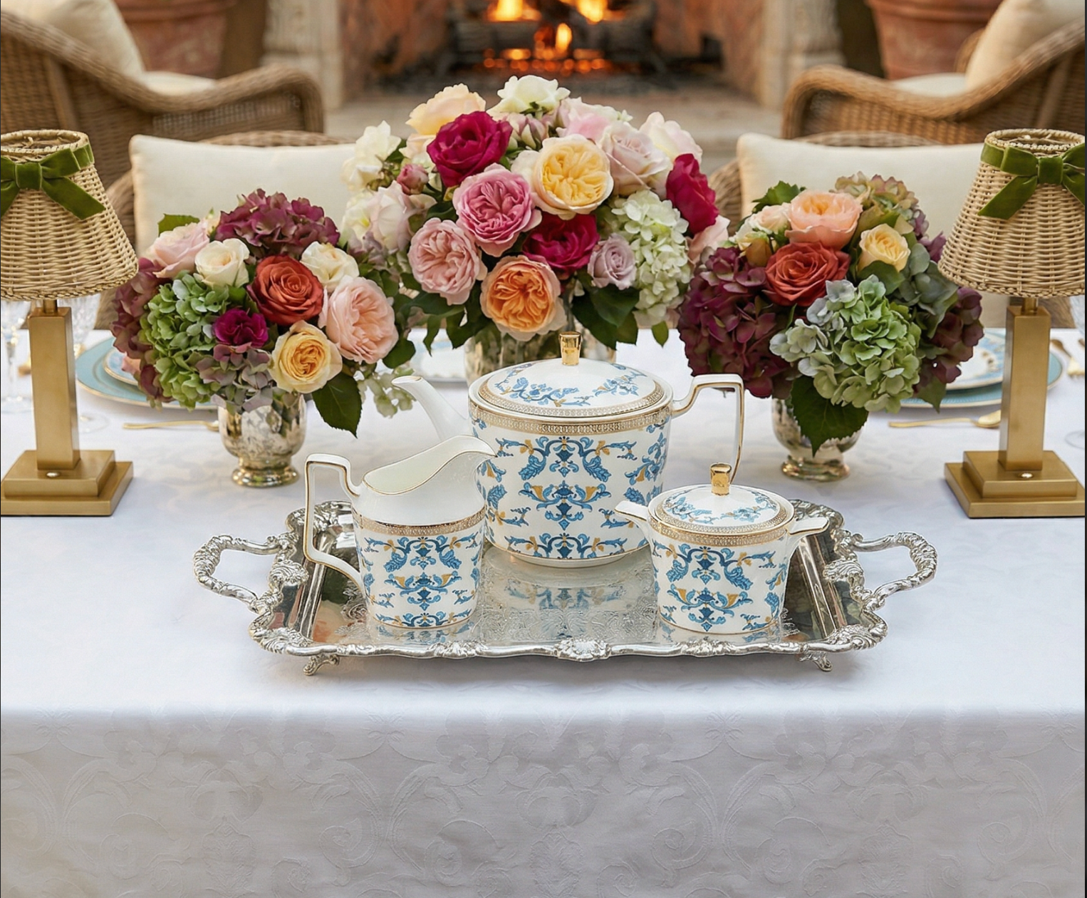 CORINNE 3PC. BONE CHINA TEA SERVICE