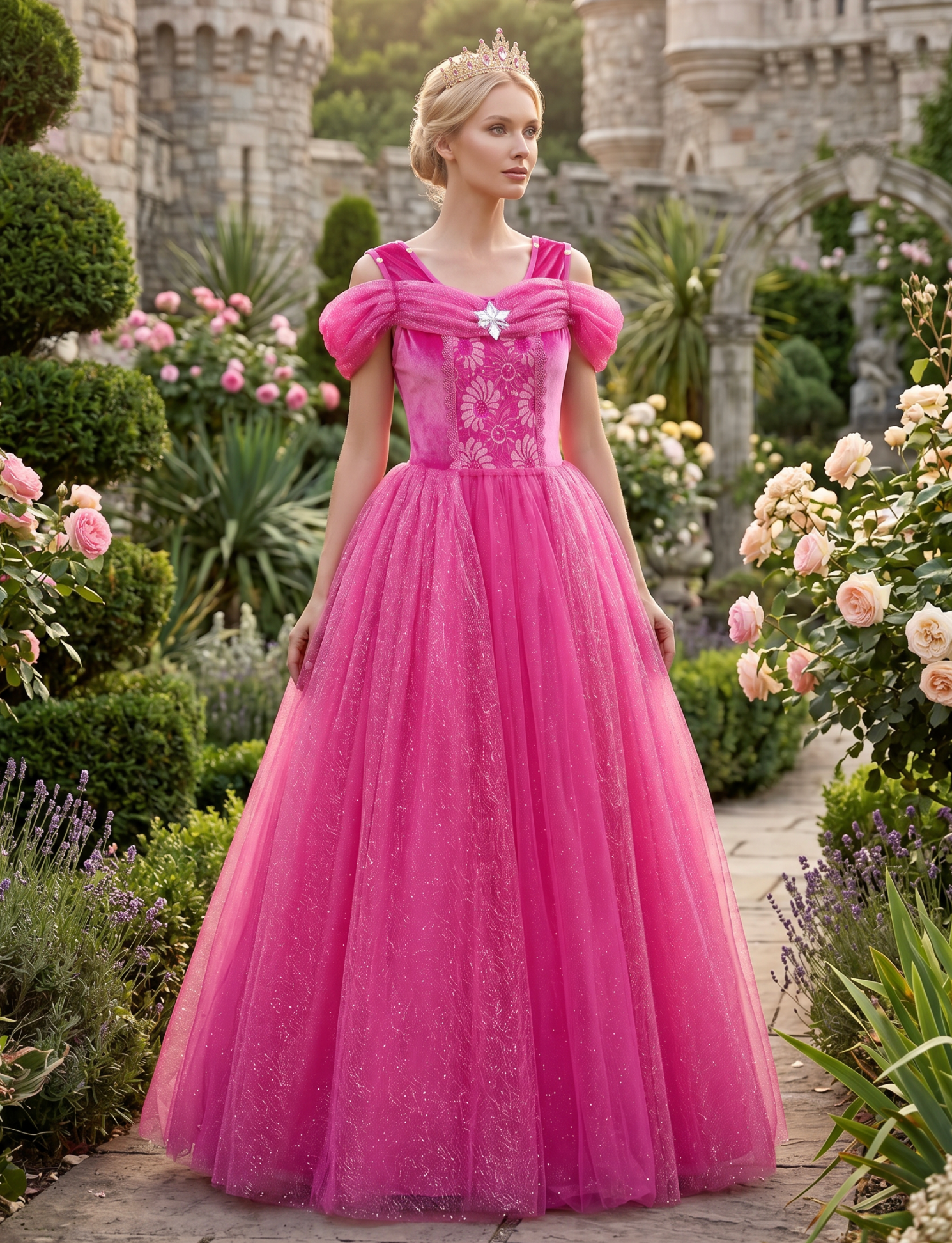 Pink Princess Gown for Women XL (14/16)