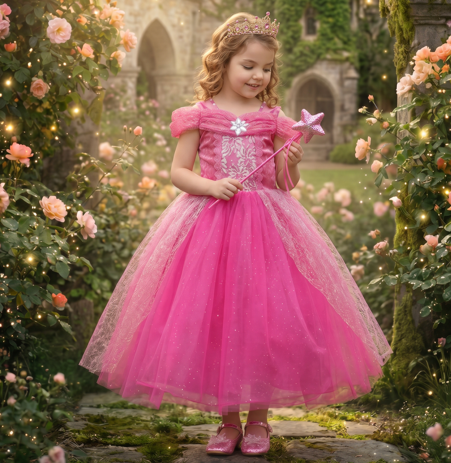 Pink Princess Dress Costume For Toddler Girls 3