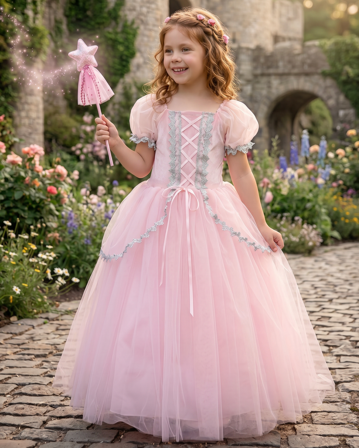 glinda pink dress PRINCESS & WAND SET 12 attribute:material:sheer Design and Silhouette Funny Real Thick And Size:ONE SIZE